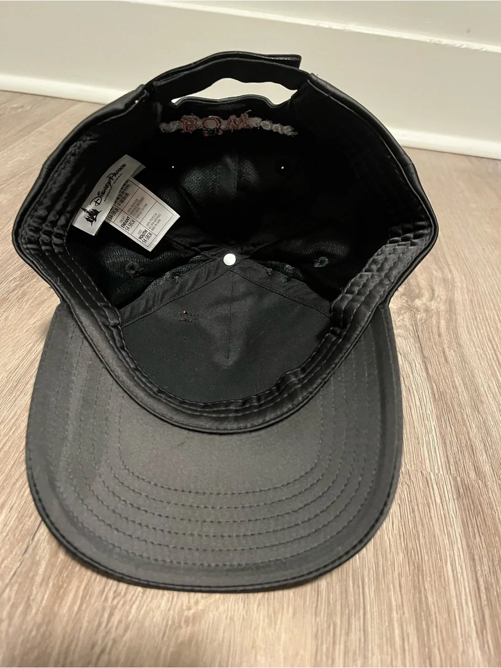 Disney Parks Black Faux Fur Ear Cap with Red Bow and Rhinestones NWOT